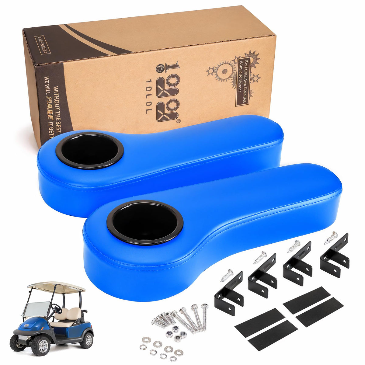 10L0L golf cart rear seat arm rest blue base plate provides sturdy, long-lasting support