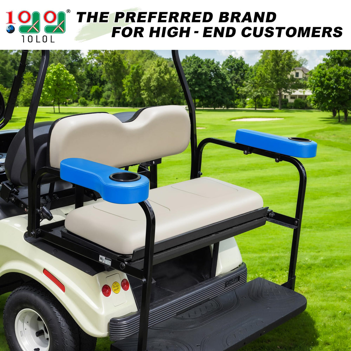 10L0L arm rest blue driver-side shows easy install and secure cup holder