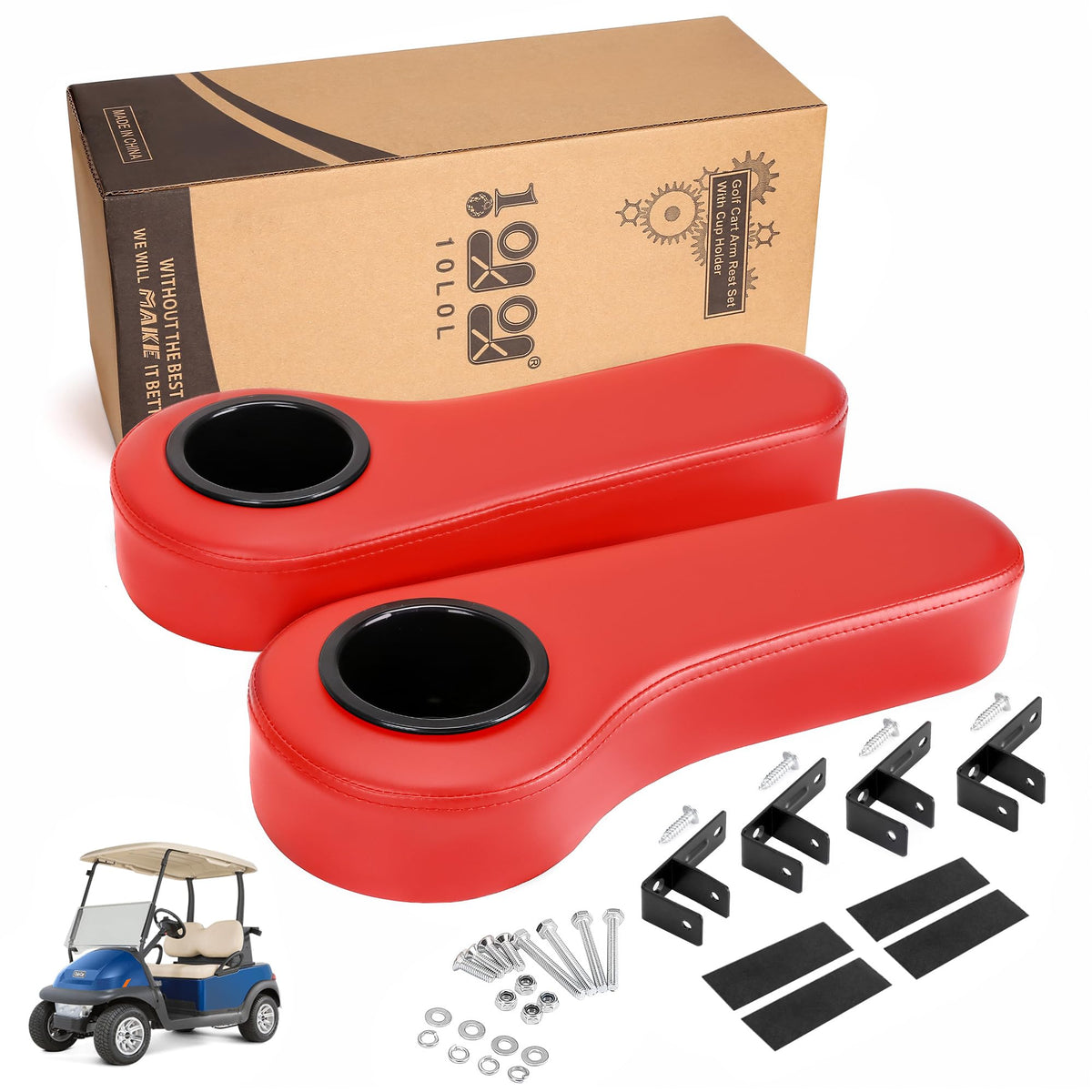 10L0L golf cart rear seat armrest driver-side with cup holder for added passenger comfort