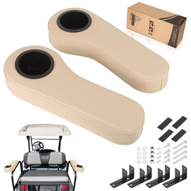 10L0L leather rear seat armrest with cup holder keeps drinks secure on the course