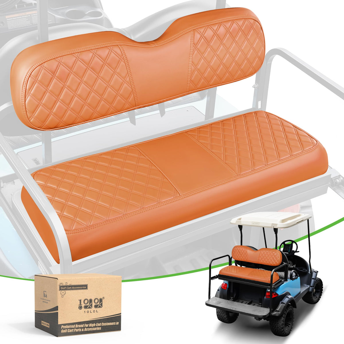10L0L golf cart rear seat cover with diamond pattern PVC leather for stylish protection.