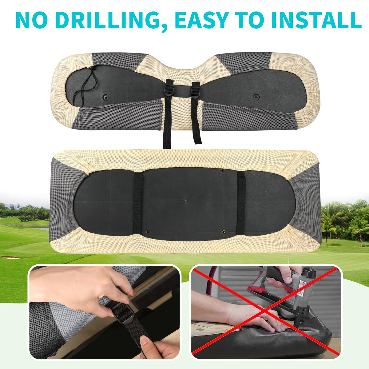 Easy installation with buckles and Velcro for quick setup.