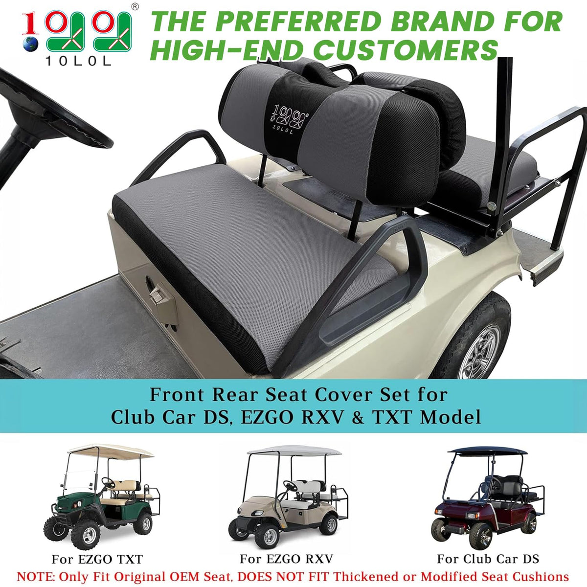 10L0L rear seat cover for EZGO TXT RXV, durable and easy to clean