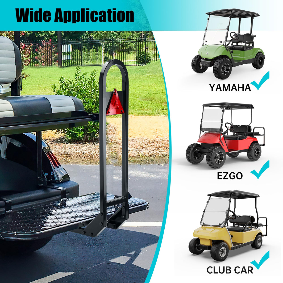 10L0L Golf Cart Rear Seat Grab Bar includes installation hardware and adjustable mounting