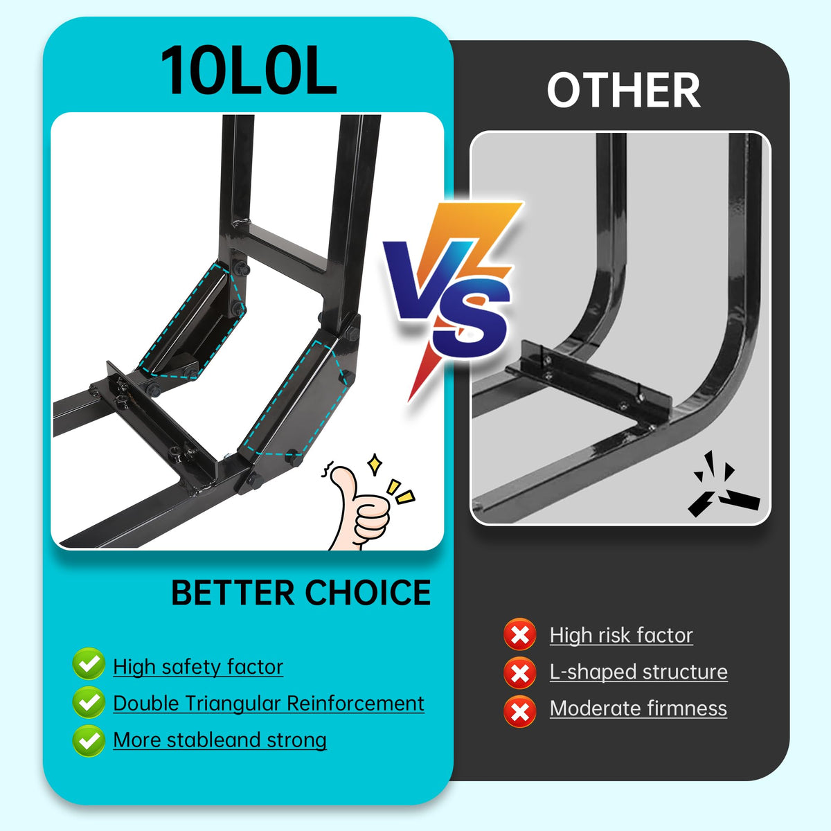 10L0L Golf Cart Rear Seat Grab Bar with black powder coat resists rust