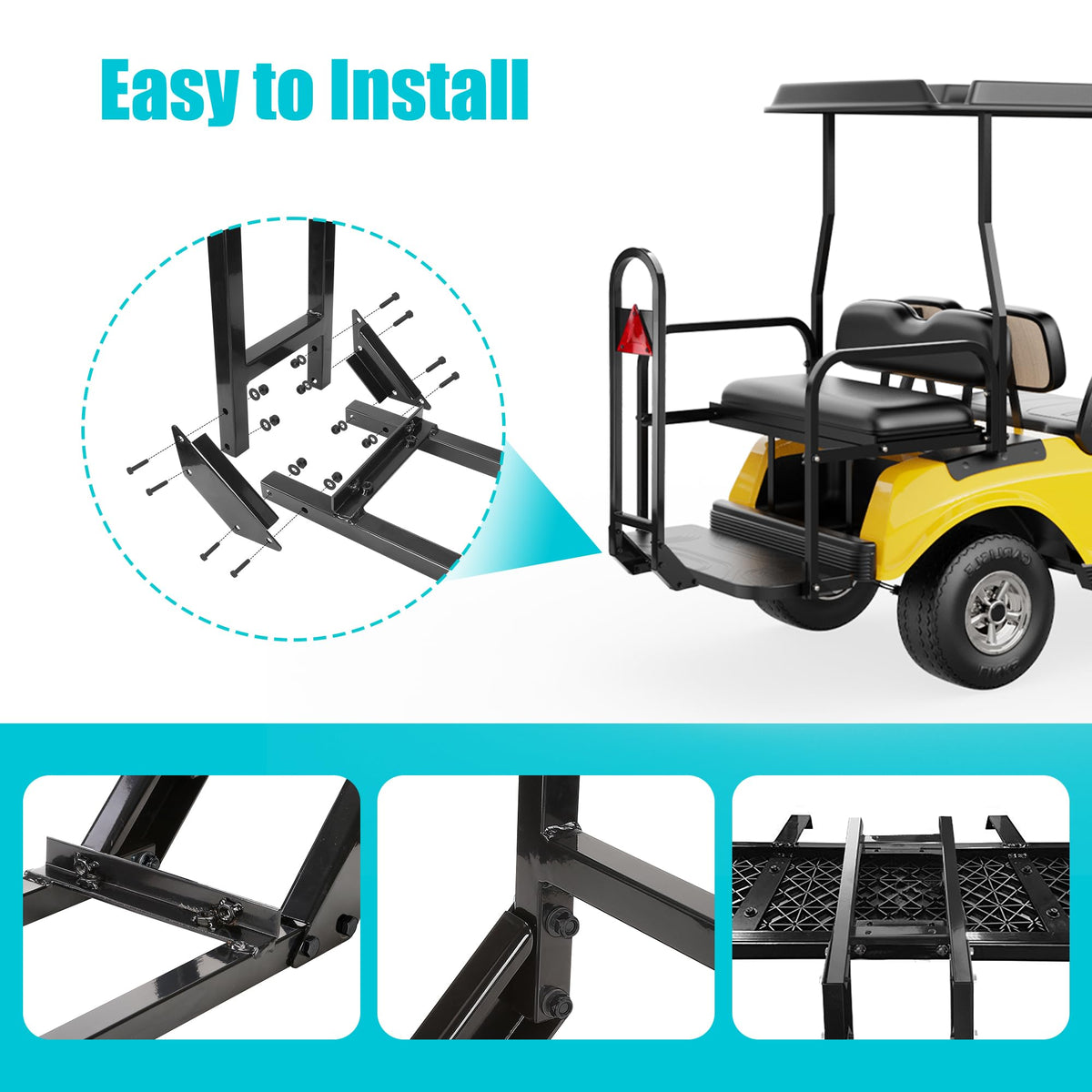 10L0L Triangle reflector on rear seat grab bar enhances rear visibility