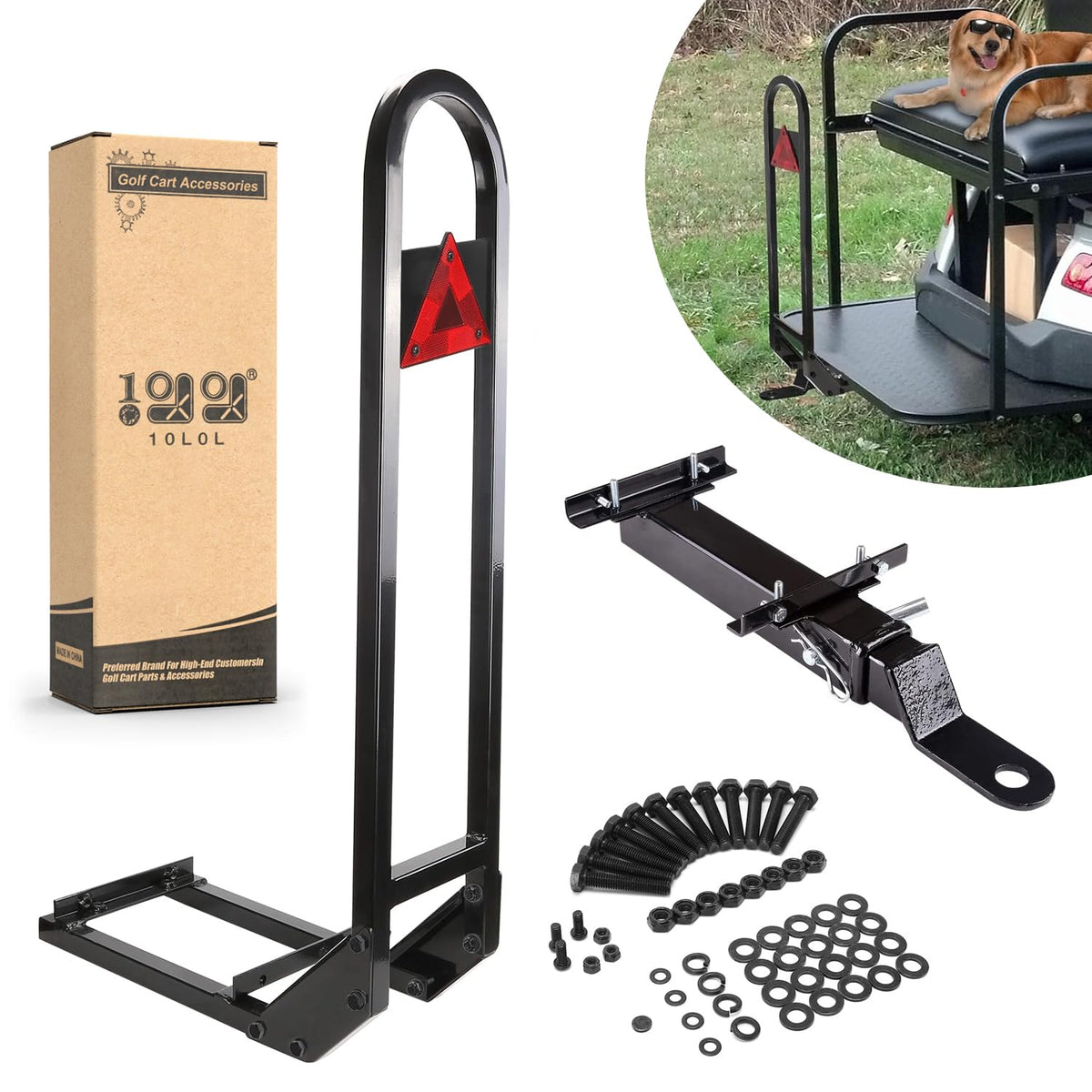 10L0L golf cart rear-seat grab bar provides secure passenger support and stability