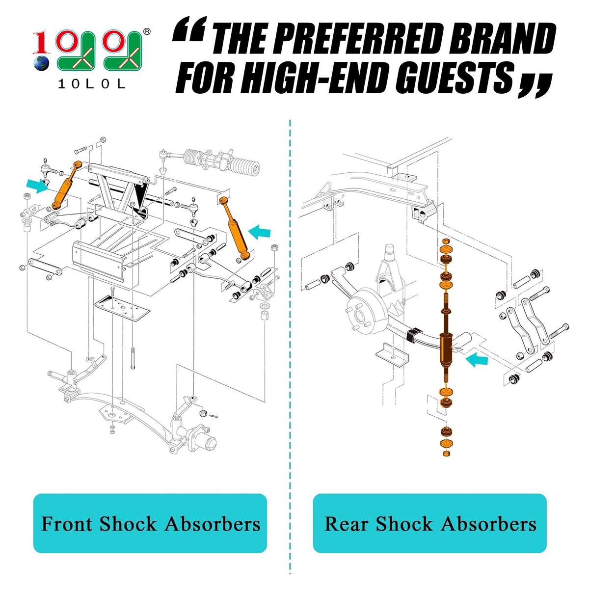 10L0L rear shock absorber for Club Car Precedent carts enhances stability