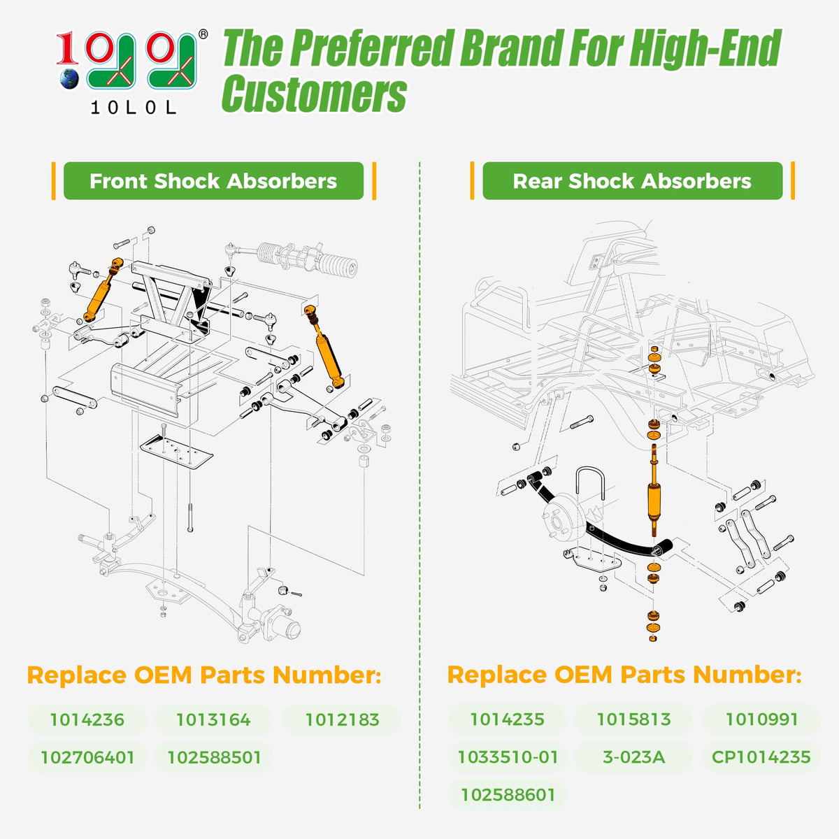 10L0L rear shocks for Club Car DS improve stability on rough terrain