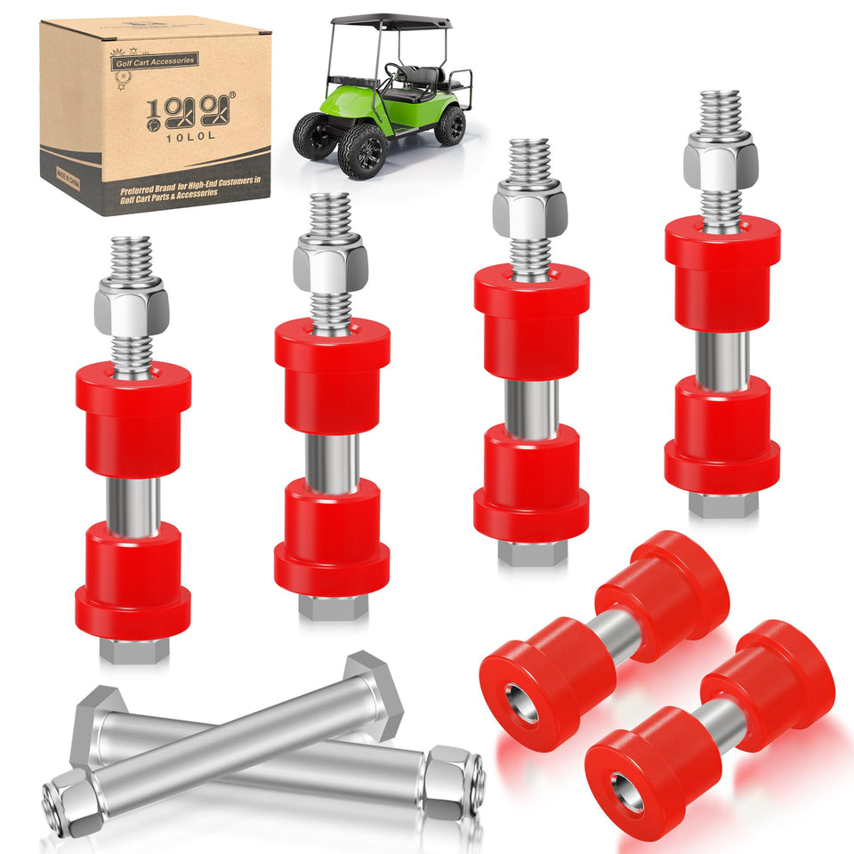 10L0L Golf Cart rear spring bushing kit contents ready for replacement.