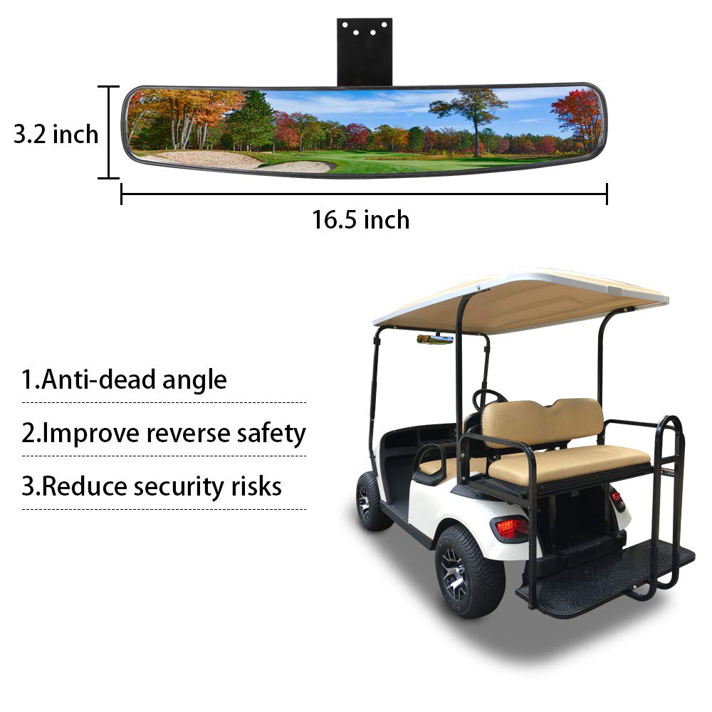10L0L 270-degree panorama rear view mirror for Club Car carts provides wide visibility