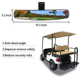 10L0L 270-degree panorama rear view mirror for Club Car carts provides wide visibility