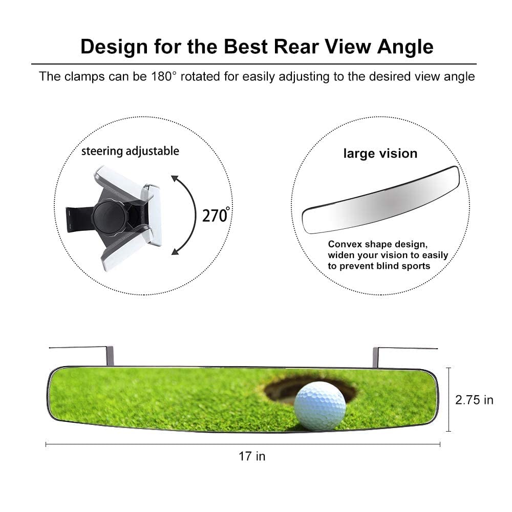 10L0L mirror for Club Car delivers a clear 180-degree panorama