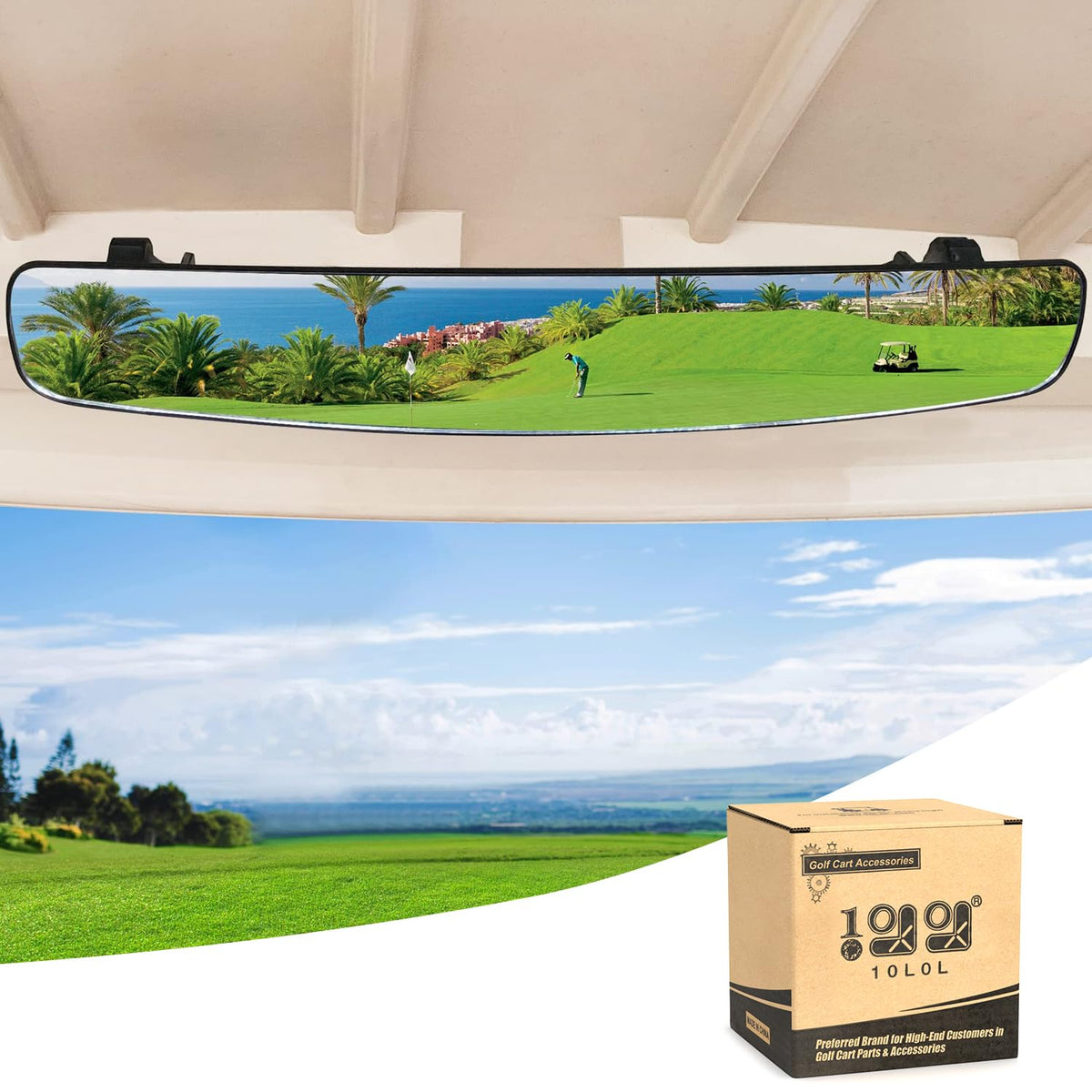 10L0L golf cart rear view mirror fits Yamaha for safer maneuvers
