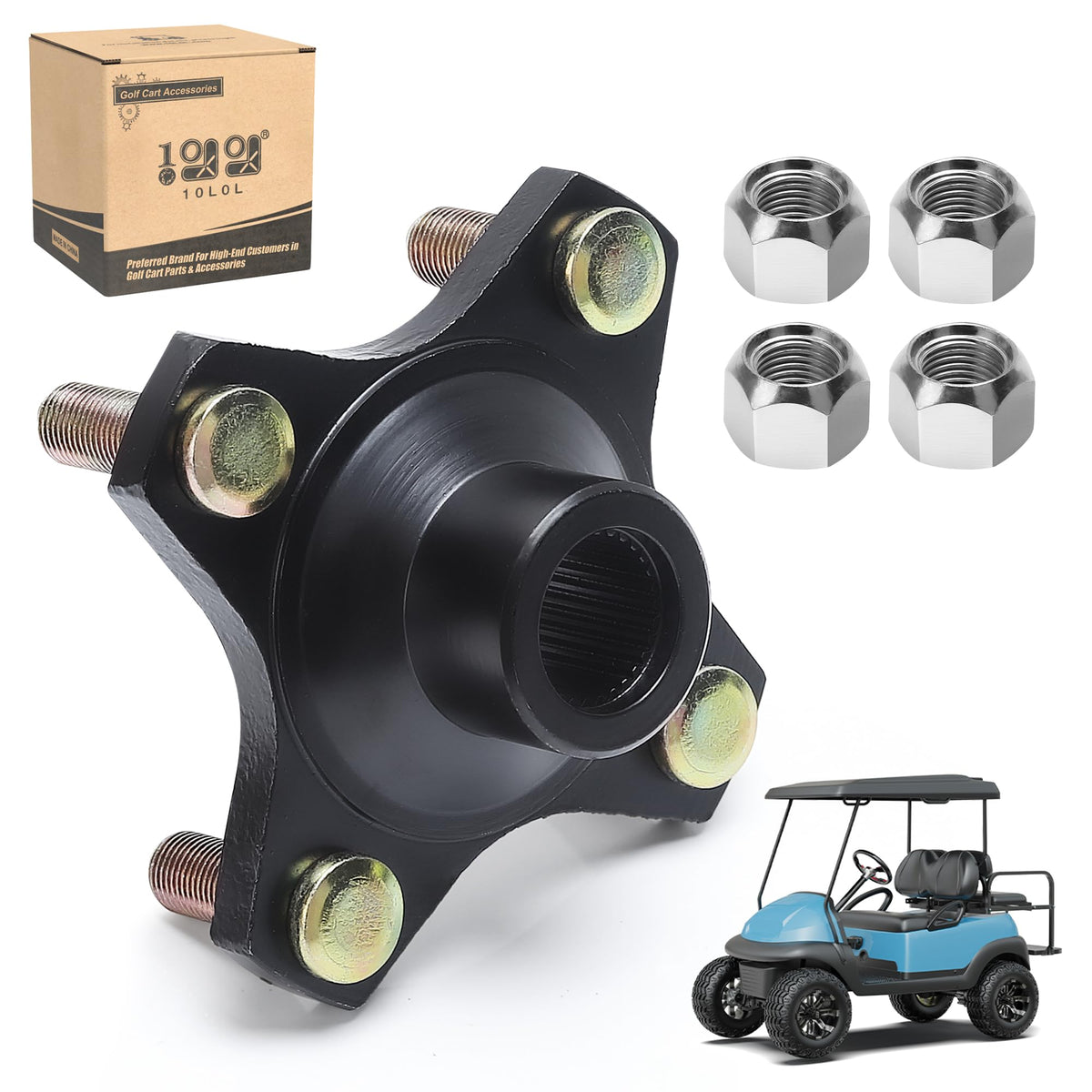 10L0L Golf Cart rear wheel hub assembly; precise fit and smooth operation.