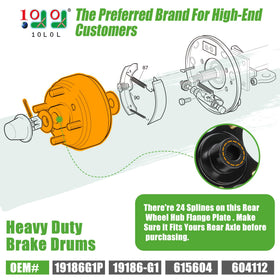 10L0L Golf Cart rear wheel hub showing durable hub design for smoother rotation.