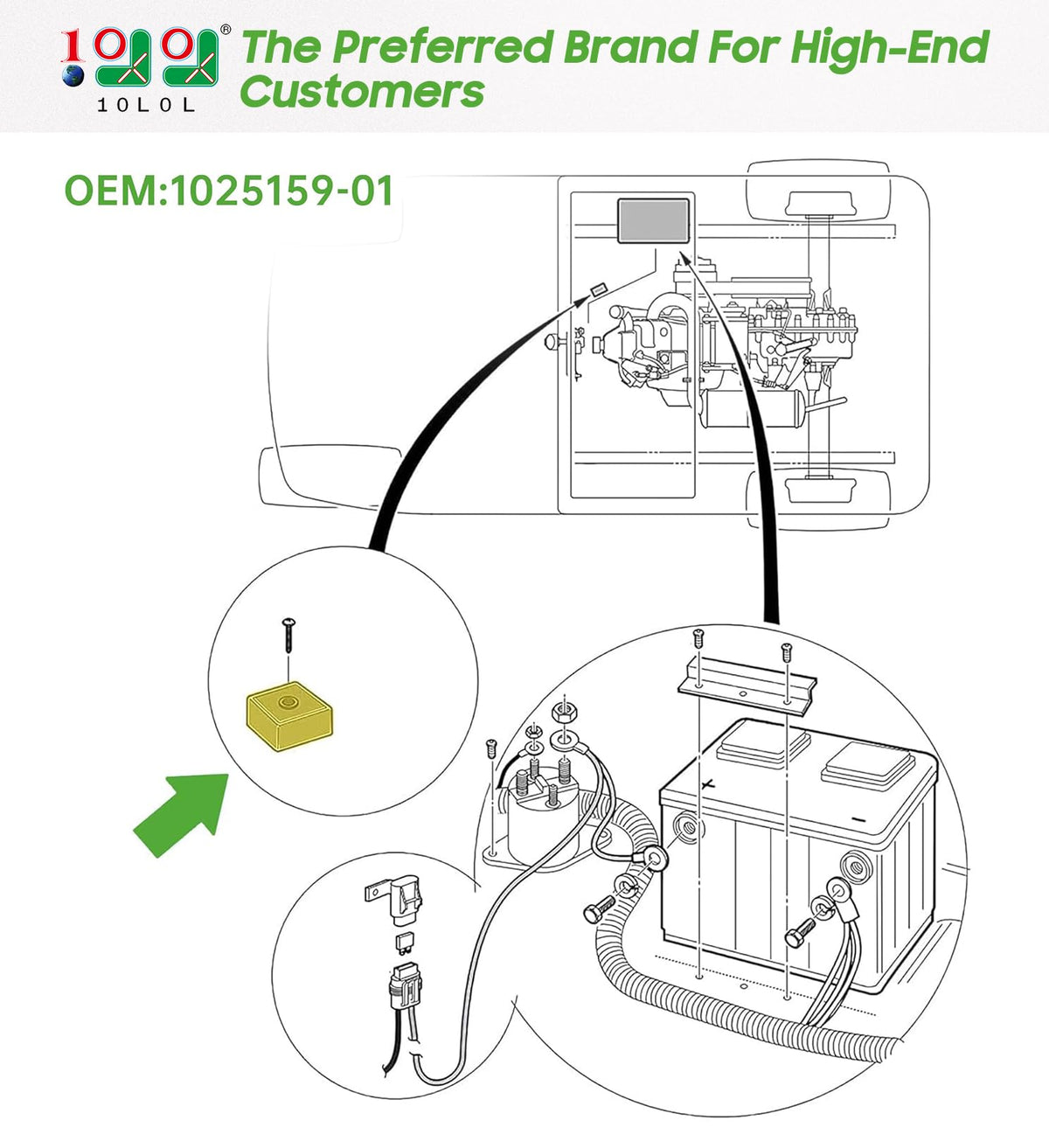 10L0L regulator installed on Club Car Precedent for reliable power.