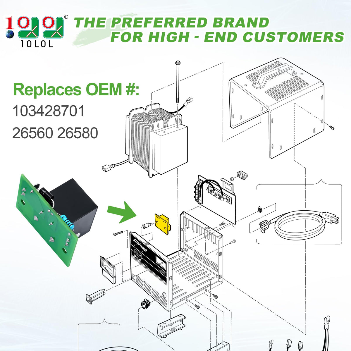 10L0L Golf Cart Relay Kit packaging showcases a ready-to-use repair solution.
