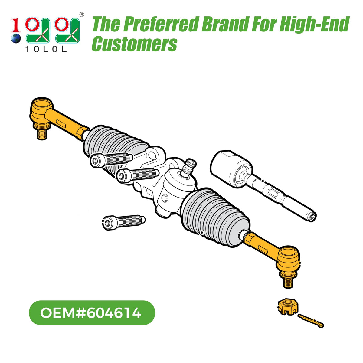 10L0L Golf Cart RXV tie rod end with locknut pack ready for installation.