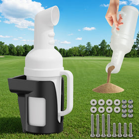 10L0L golf cart sand bottle with holder, universal fit and easy pouring.