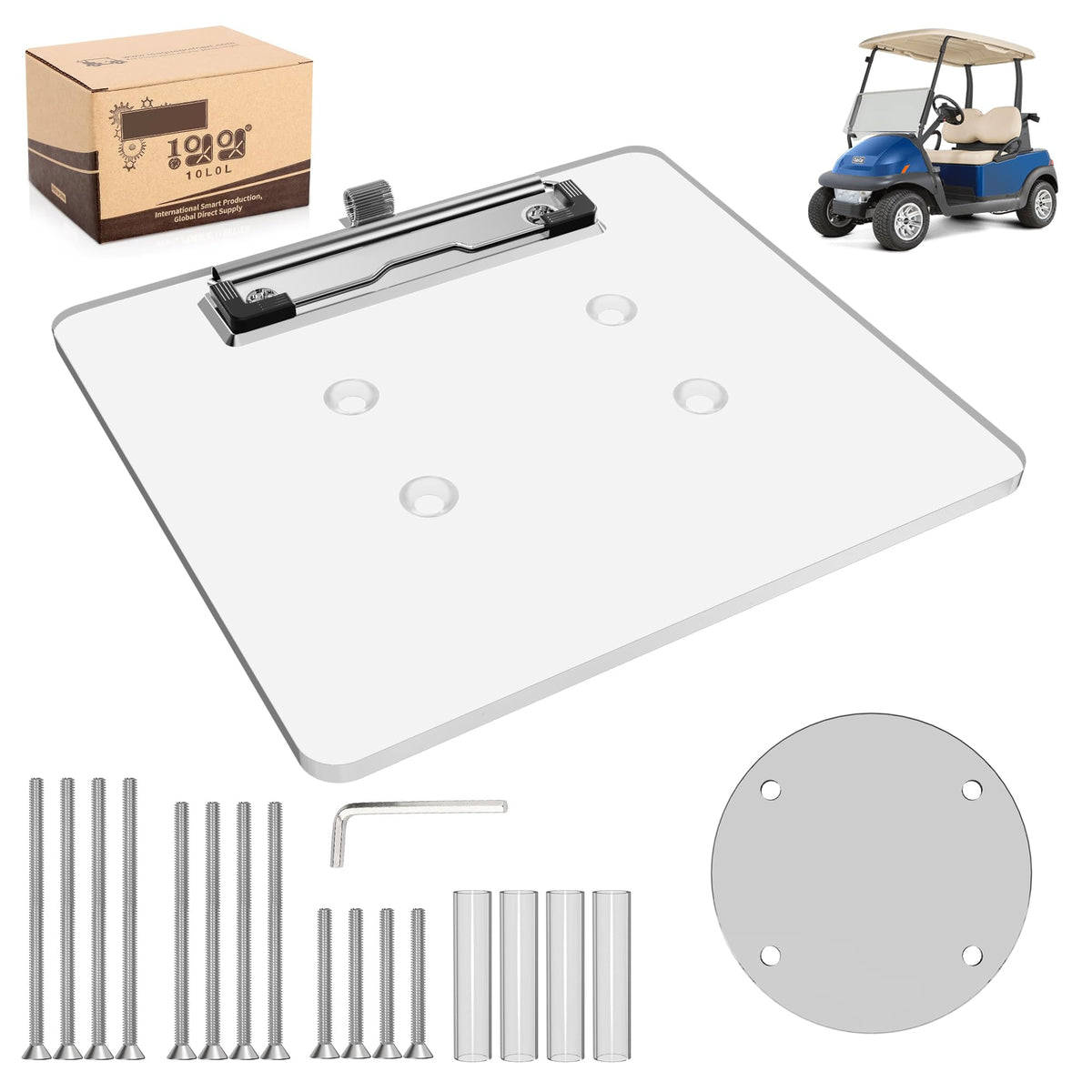 10L0L scorecard holder with steering wheel clip for secure, slip-free golf cart use.