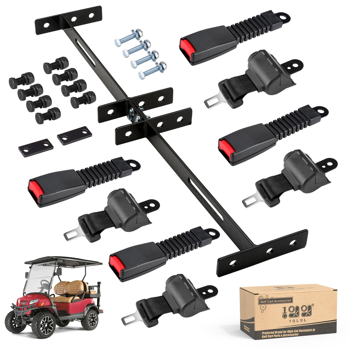 10L0L golf cart seat belt kit bracket front seat with retractable belt enhances passenger safety