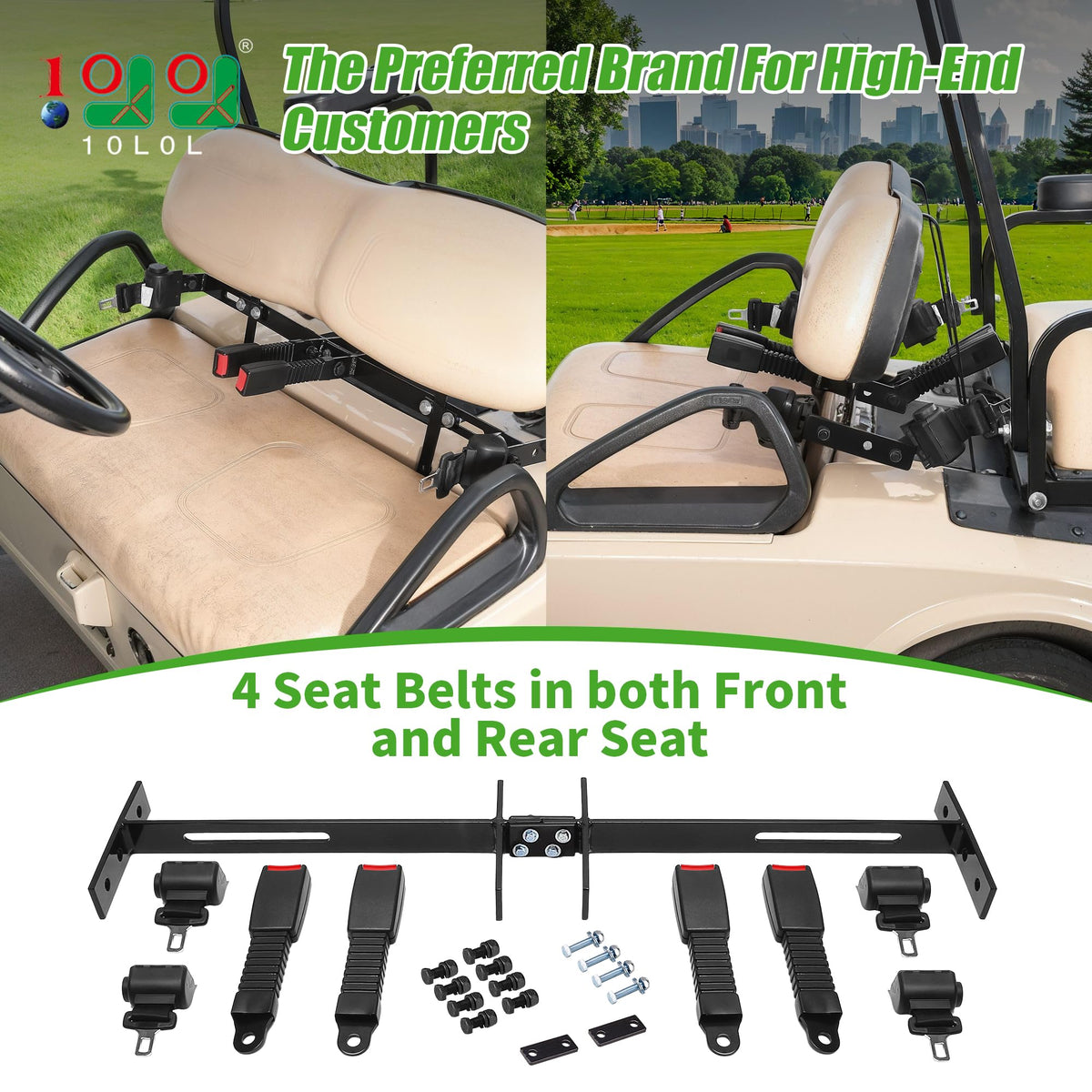 10L0L golf cart seat belt kit bracket rear seat with retractable belt enhances passenger security