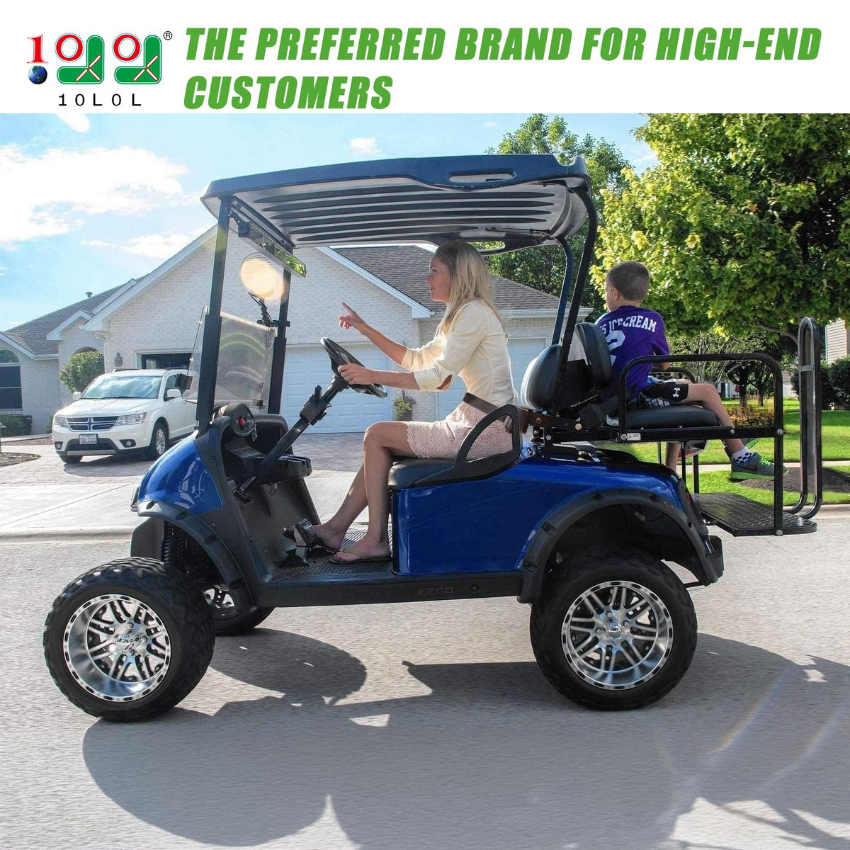 10L0L retractable belts four-pack mounted on a golf cart for safety.