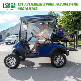 10L0L retractable belts four-pack mounted on a golf cart for safety.