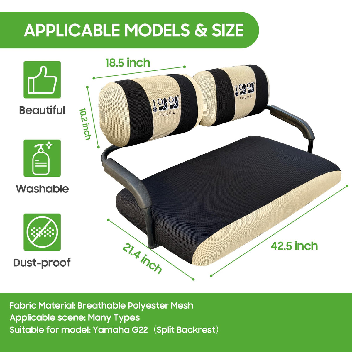 10L0L golf cart seat cover for Club Car DS pre2000 front; tailored fit and protection.