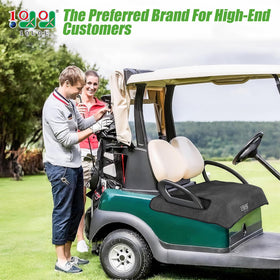 10L0L golf cart seat cover on Club Car DS/Precedent showing easy installation.