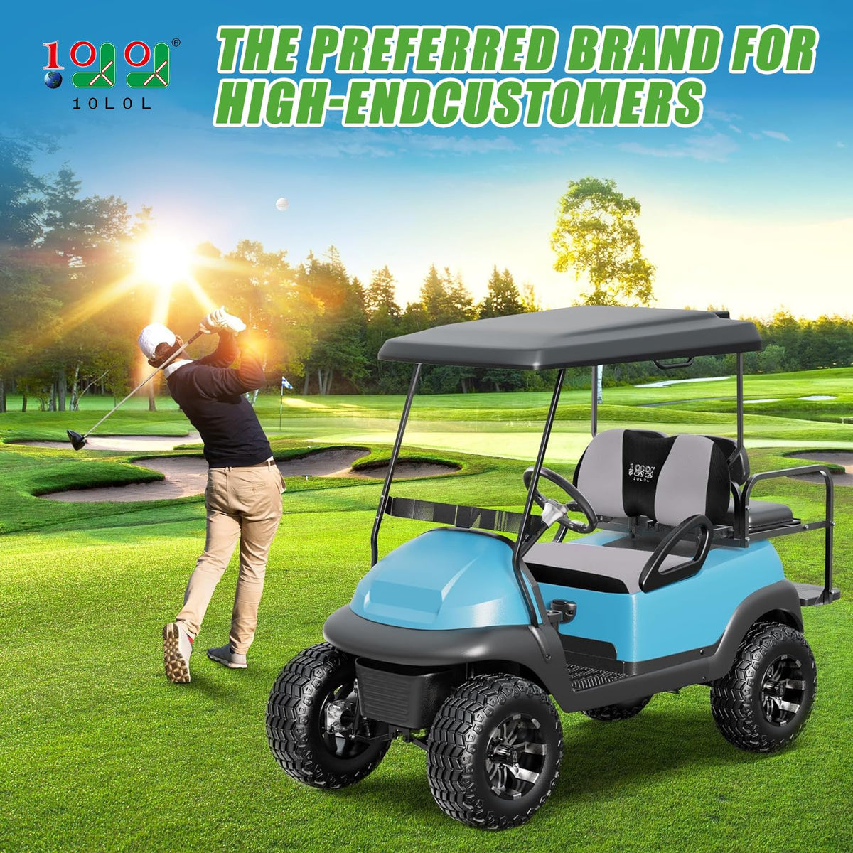 10L0L golf cart seat cover for Club Car Precedent front seat protects against sun and wear