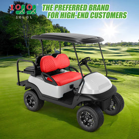 10L0L diamond-pattern seat cover close-up in red adds stylish protection.