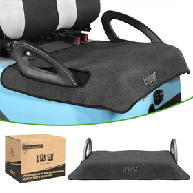 10L0L golf cart seat cover on EZGO TXT with anti-slip bottom for secure seating.