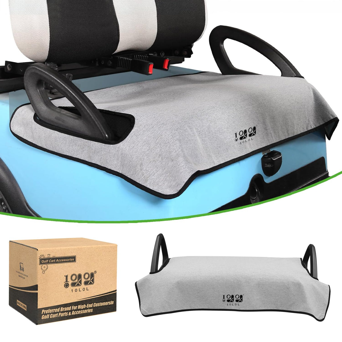 10L0L golf cart seat cover for EZGO TXT/RXV with anti-slip surface for secure seating.