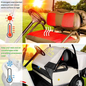 10L0L golf cart seat cover folded for compact storage after outdoor use