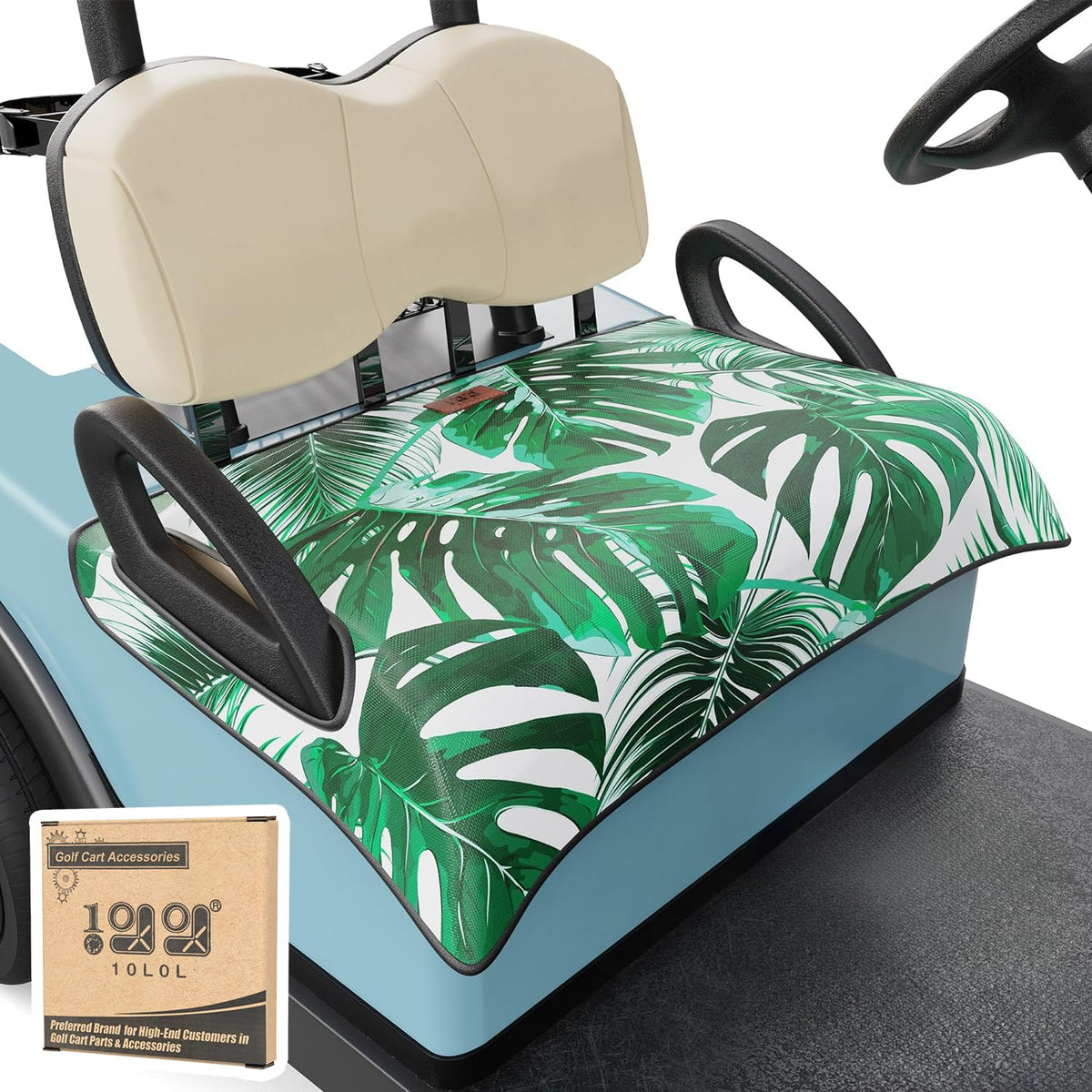 10L0L golf cart seat cover on the front seat with anti-slip grip for secure driving