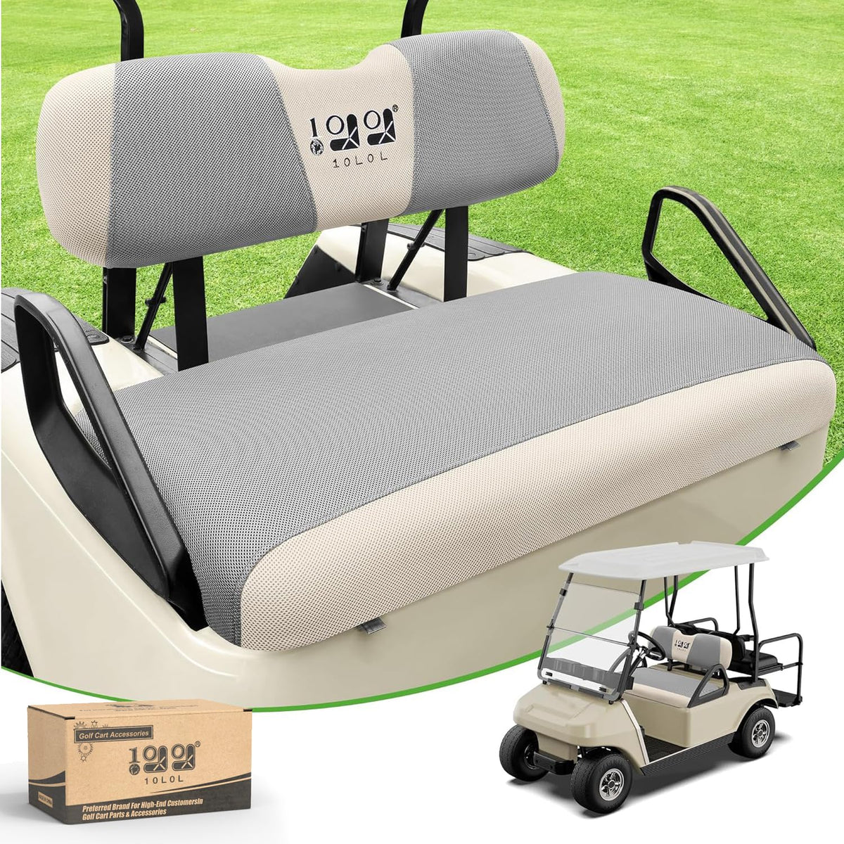 10L0L front EZGO TXT/RXV seat cover in gray beige for universal fit