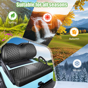 10L0L installation-ready seat cover shows straps and buckles for secure fit