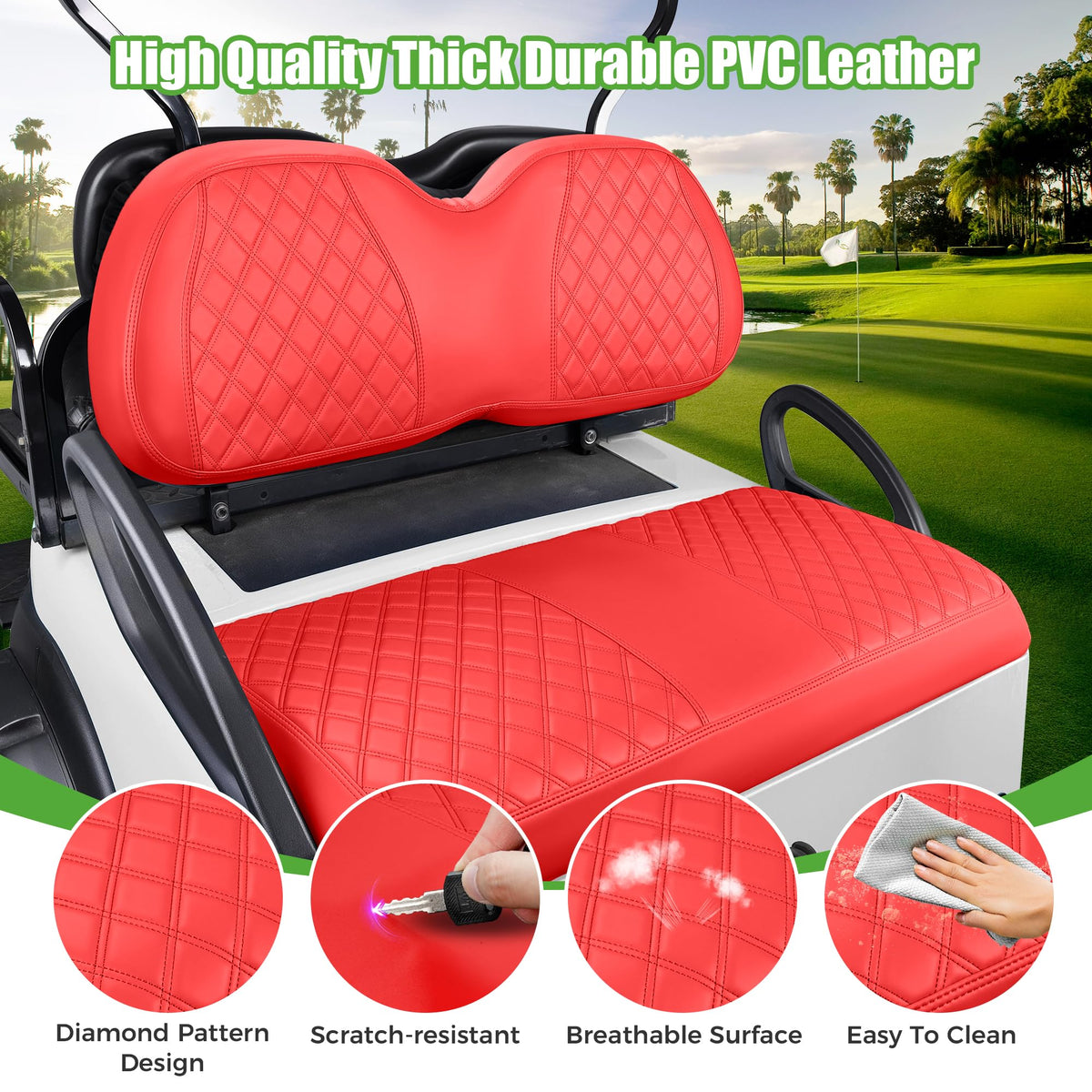 10L0L waterproof PVC faux leather guards against spills in red.