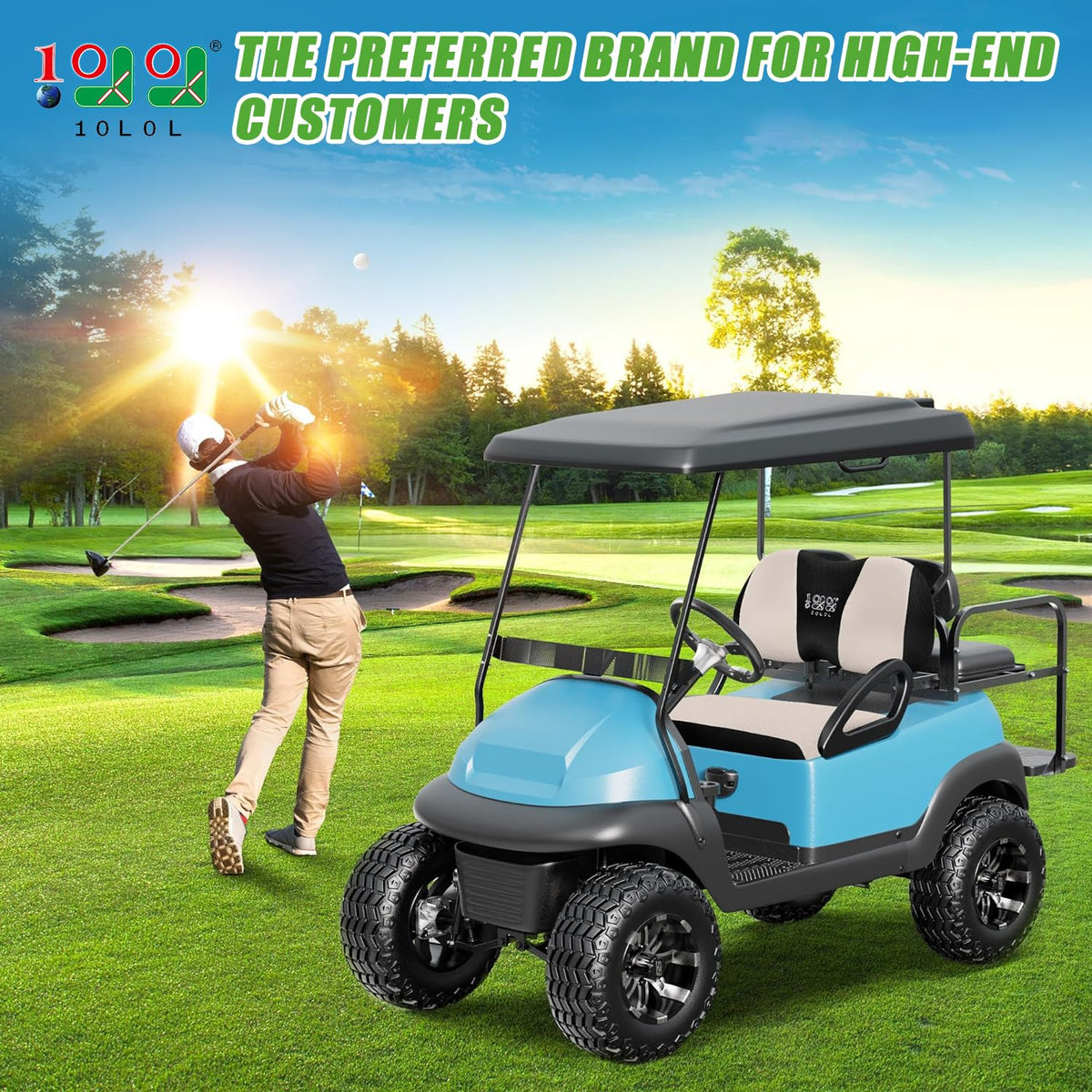 10L0L golf cart seat cover for Yamaha G29 Drive2 backrest provides full coverage protection.