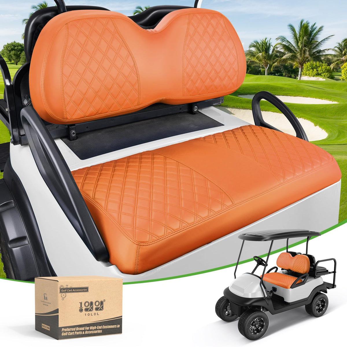 10L0L golf cart seat covers for Club Car Precedent front seats with diamond pattern
