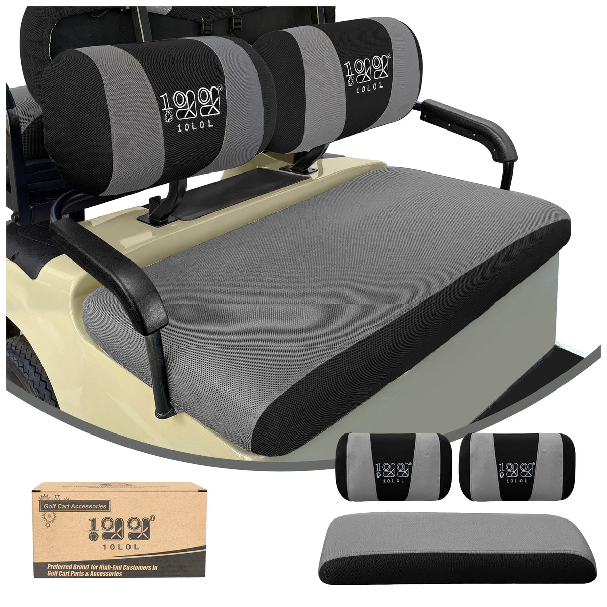 10L0L front-seat cover for Yamaha carts protects against wear and sun exposure.