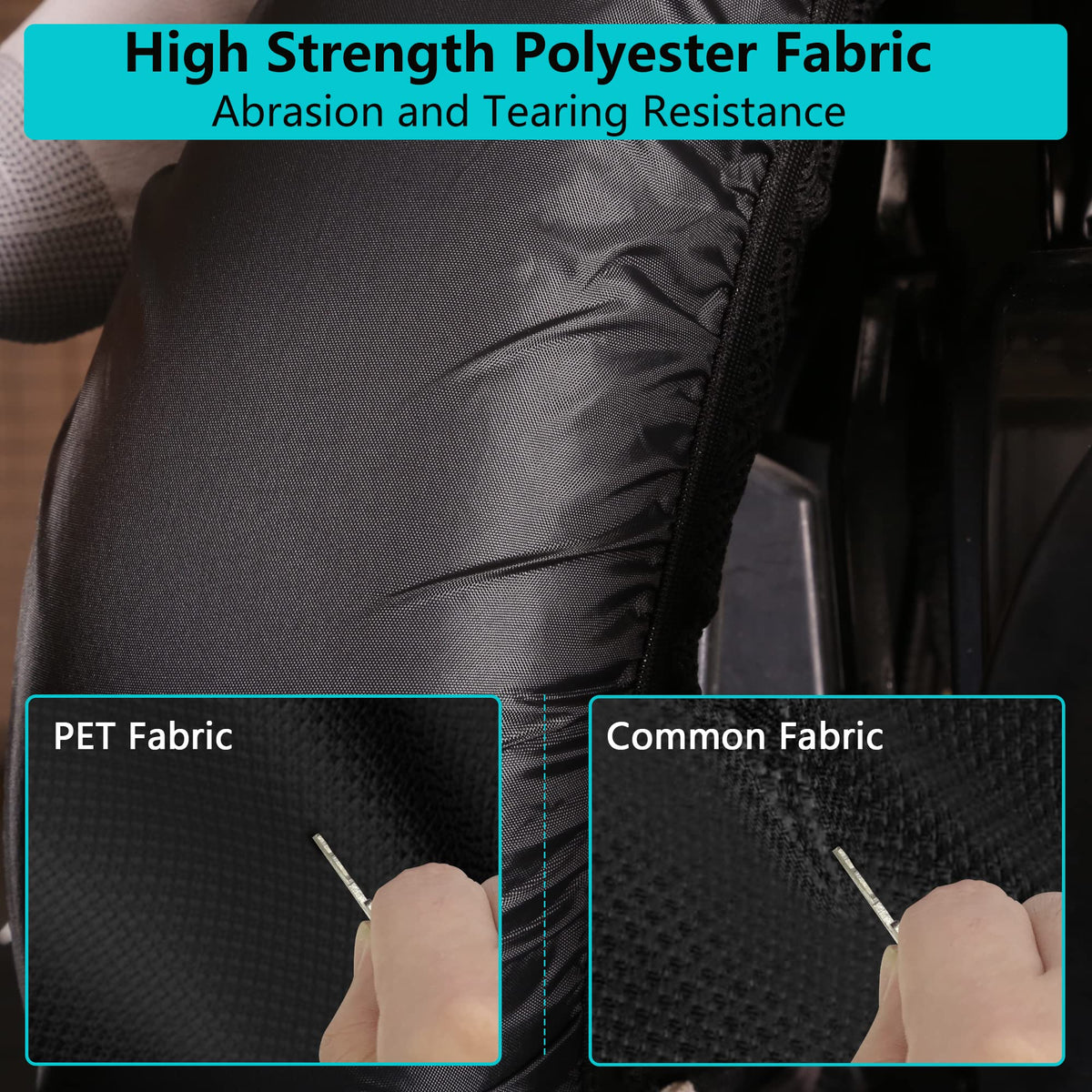 10L0L 400D polyester fabric resists wrinkles and tears for durability.