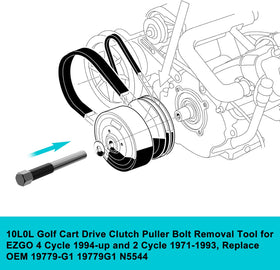 10L0L Golf cart service tool for clutch removal tasks.