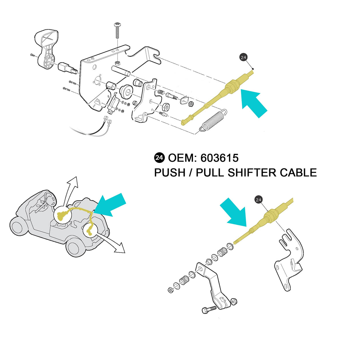 10L0L golf cart shift cable for EZGO RXV replacement kit