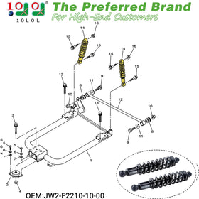 10L0L golf cart shock absorber kit packaging highlights OEM replacement compatibility
