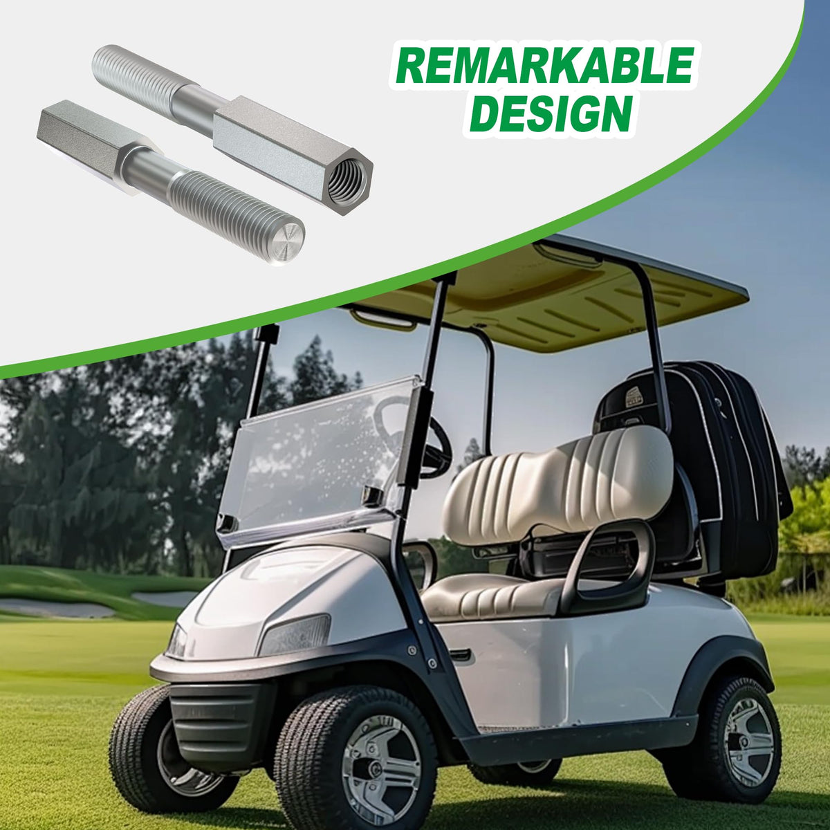 10L0L golf cart shock extension rod kit close-up highlights robust steel construction.
