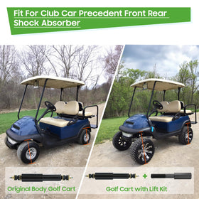 10L0L golf cart shock extension in profile shows lifted suspension compatibility