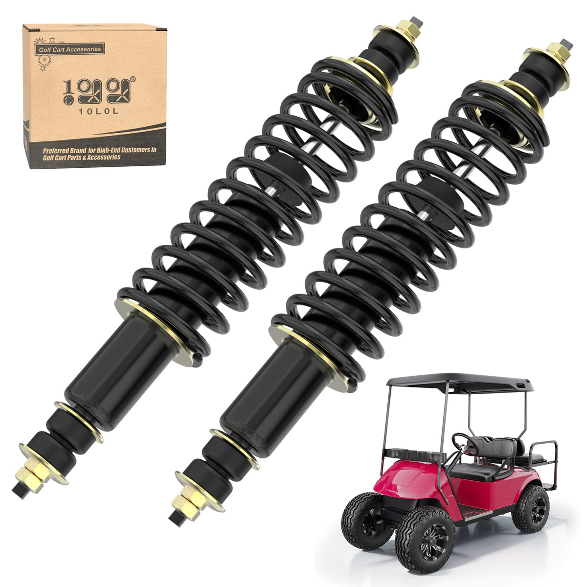 10L0L front shock absorber for EZGO Medalist/TXT smooths front ride on rough terrain